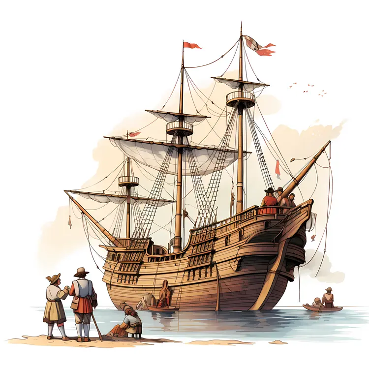 Sailing Ship with Explorers