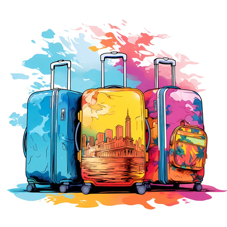 Colorful Artistic Luggage Set