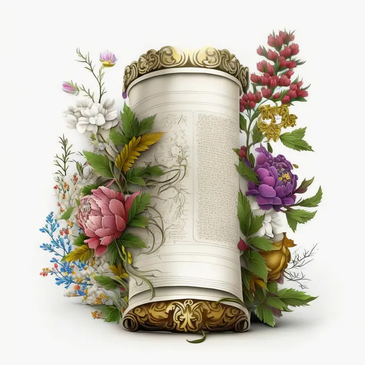 Ornate Scroll with Floral Decorations