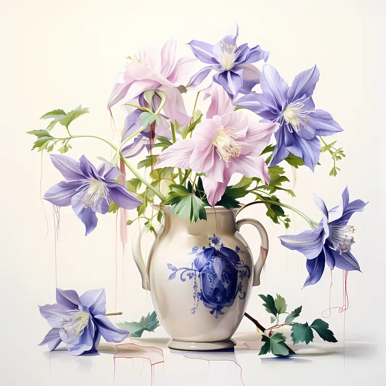 Purple Flowers in a Decorative Vase