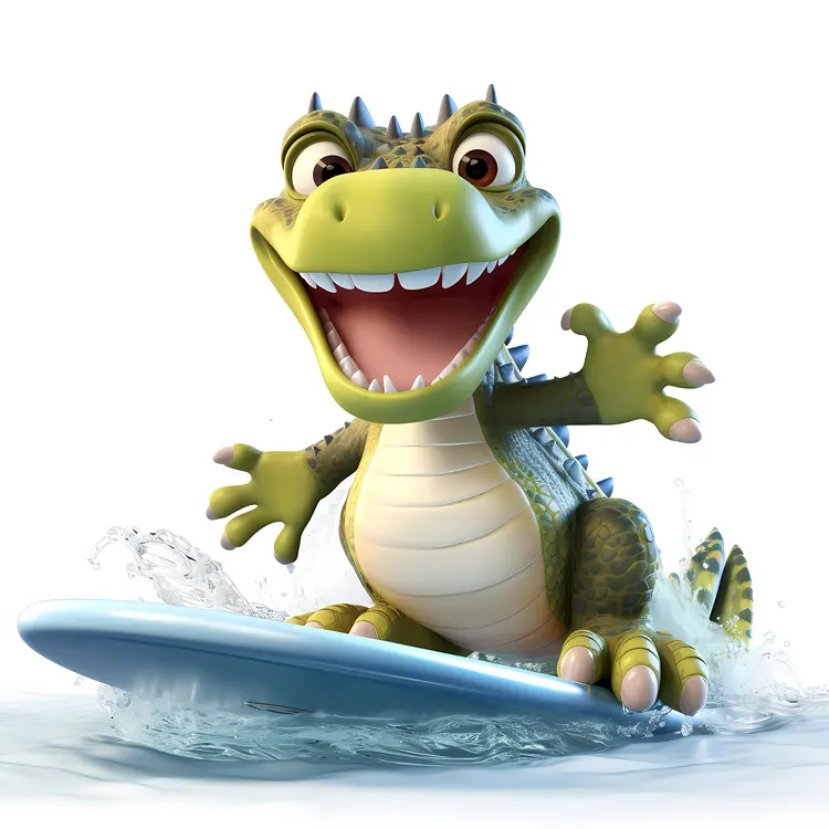 Cute Crocodile Surfing in Summer