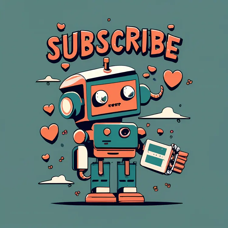 Cute Robot with Subscribe Text