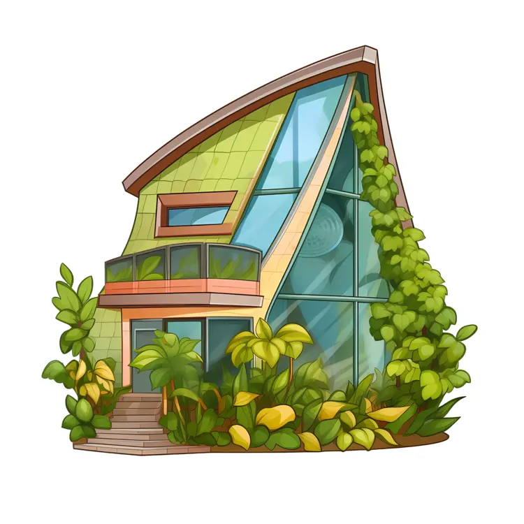 Modern Green House with Plants