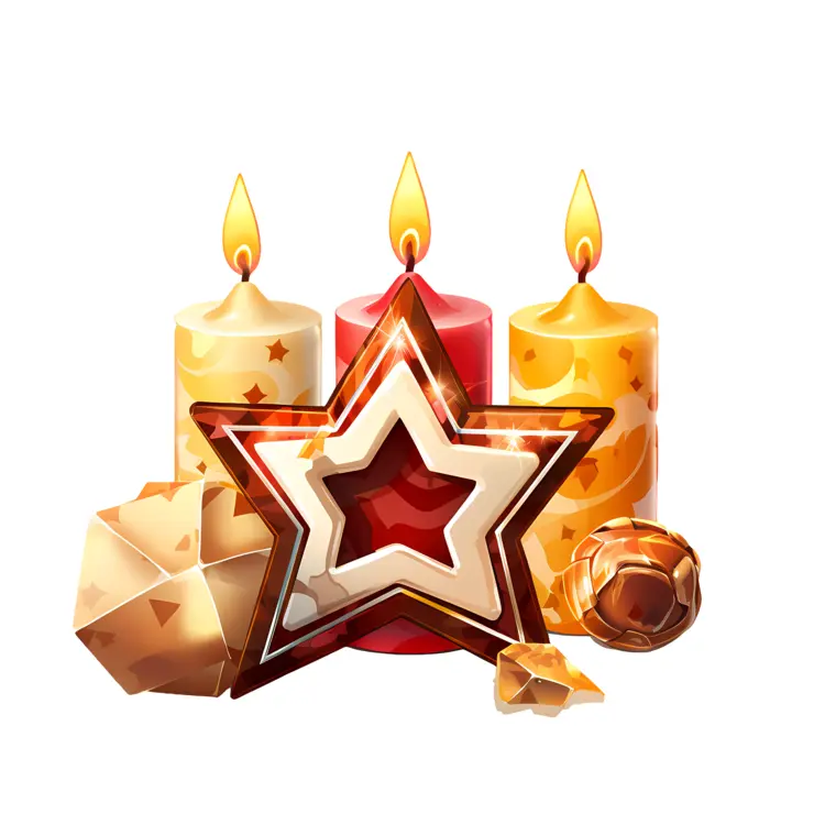 Red and Yellow Star with Candles for Holiday Decoration