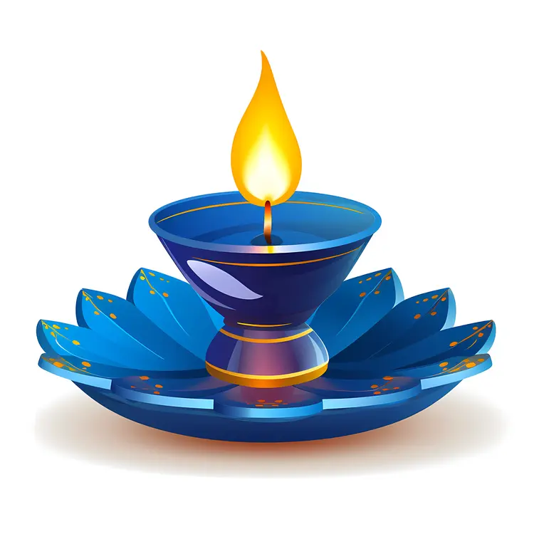 Blue Diya Lamp for Diwali Celebration