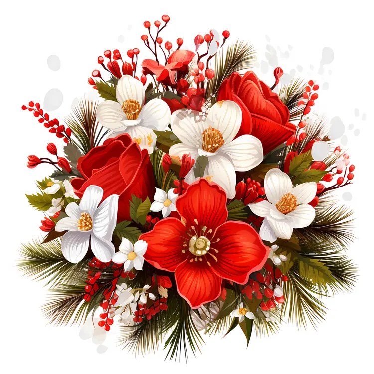 Festive Red and White Floral Arrangement