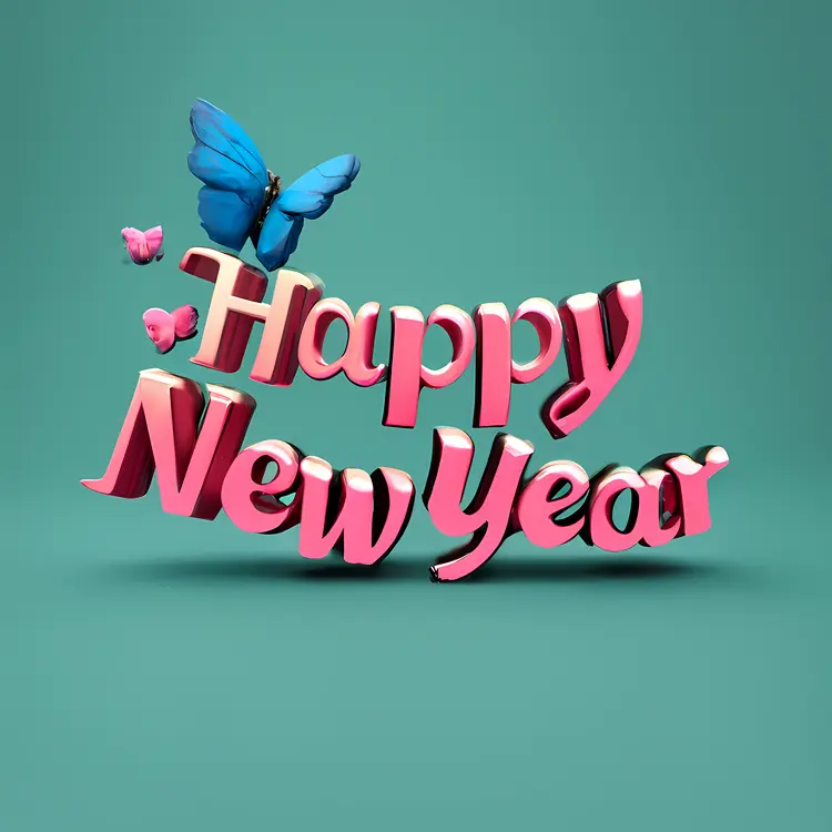 Happy New Year with Butterfly