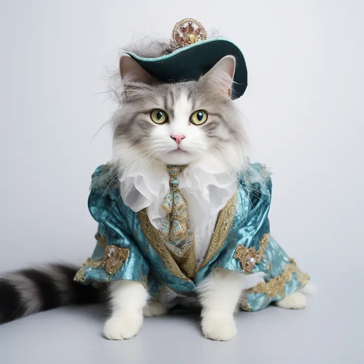 Elegant Cat in Blue Costume
