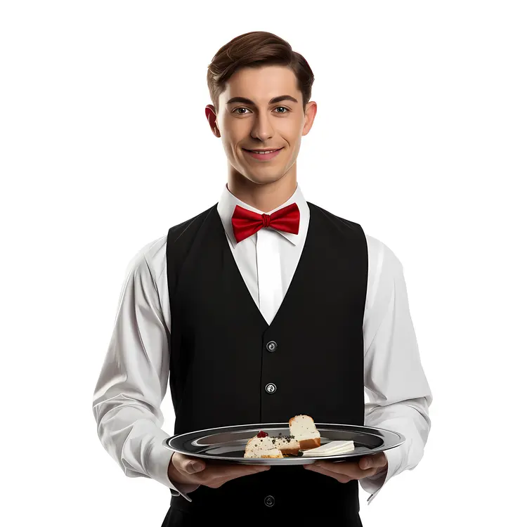 Waiter Holding Dessert Plate
