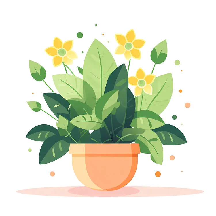 Beautiful Potted Plant with Yellow Flowers