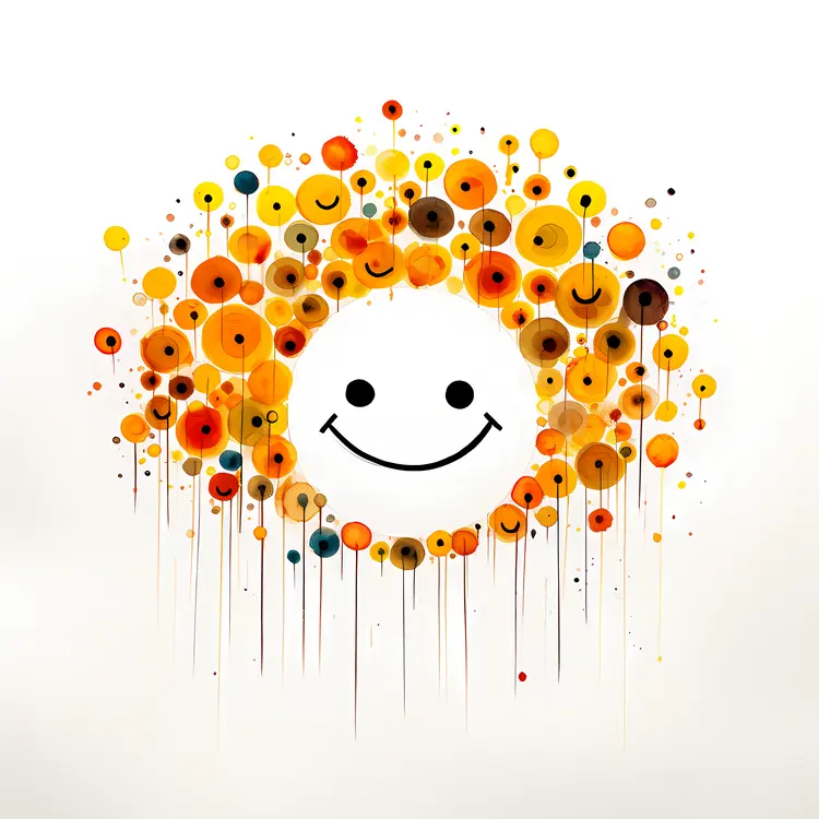 Yellow Smiley Face with Dots