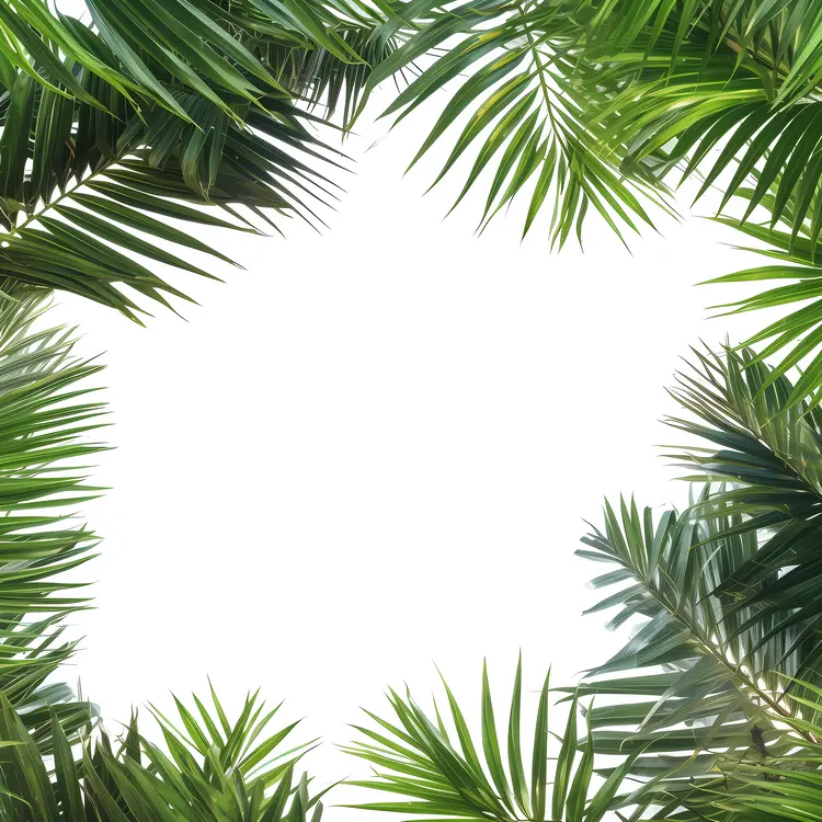 Tropical Leaves Frame with Palm Leaves