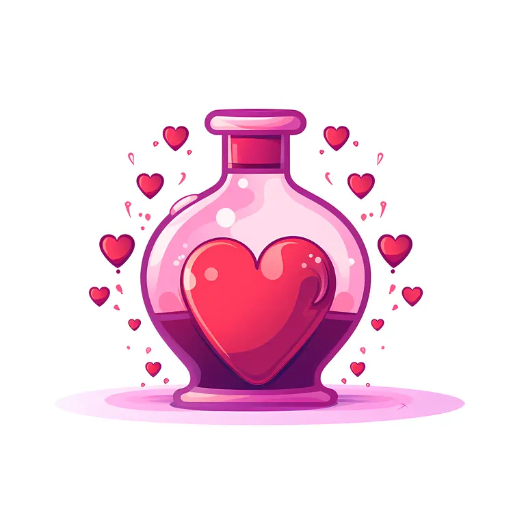 Potion bottle with heart and love
