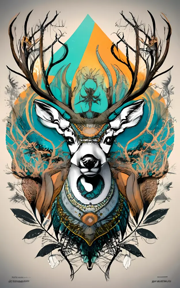 Majestic Deer with Antlers in Artistic Style