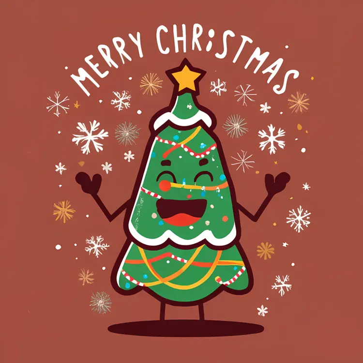 Festive Christmas Tree with Snowflakes