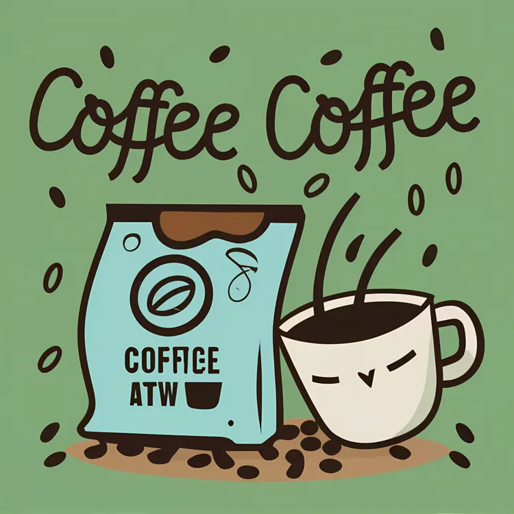 Coffee Bag and Cup Cartoon