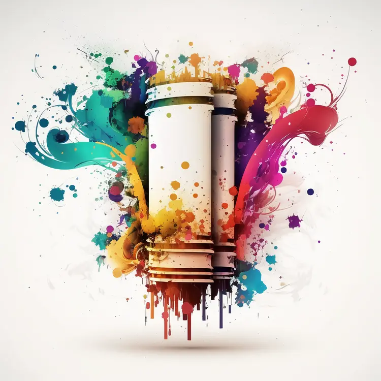 Colorful Scrolls with Paint Splashes