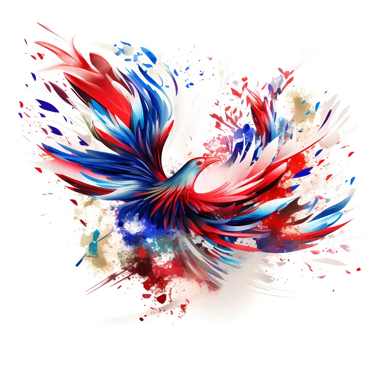 Abstract Colorful Bird in Flight