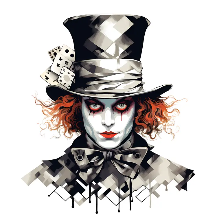 Black and White Mad Hatter with Tea