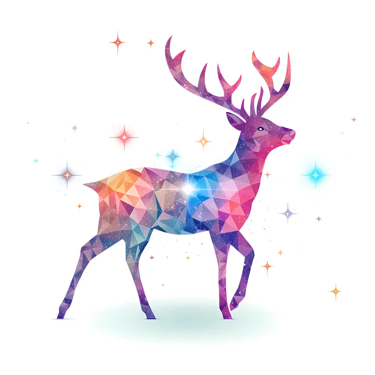 Colorful Geometric Deer with Antlers
