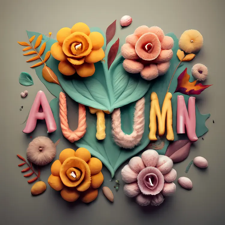Autumn Text with Flowers