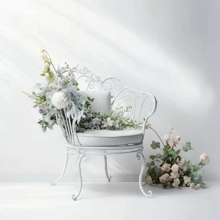 Elegant White Chair with Floral Decoration