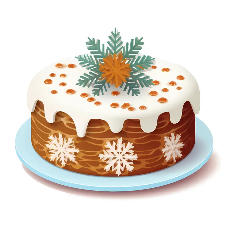 Christmas Cake with Snowflakes and Berries