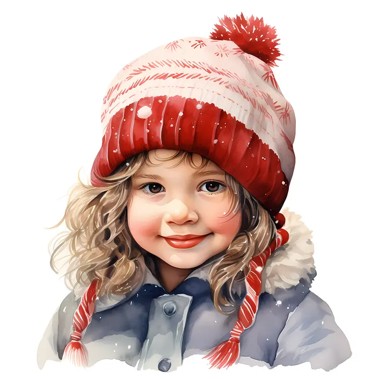 Smiling Child in Red and White Winter Hat