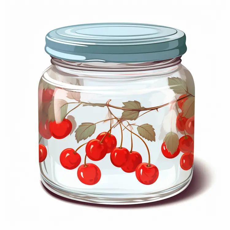 Glass Jar with Preserved Cherries