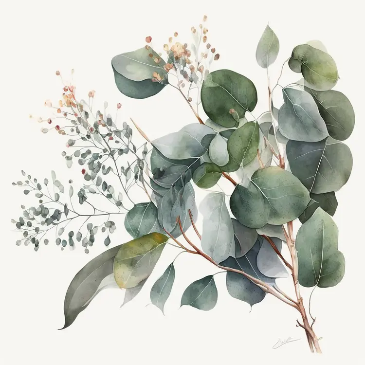 Watercolor Eucalyptus Botanical Illustration