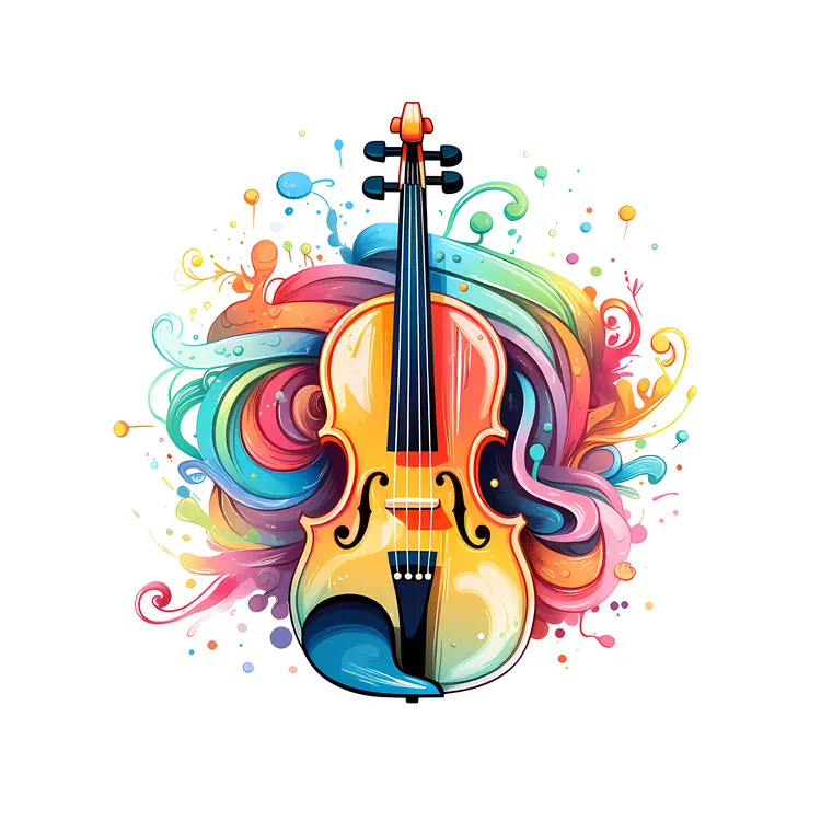 Violin with Colorful Swirls