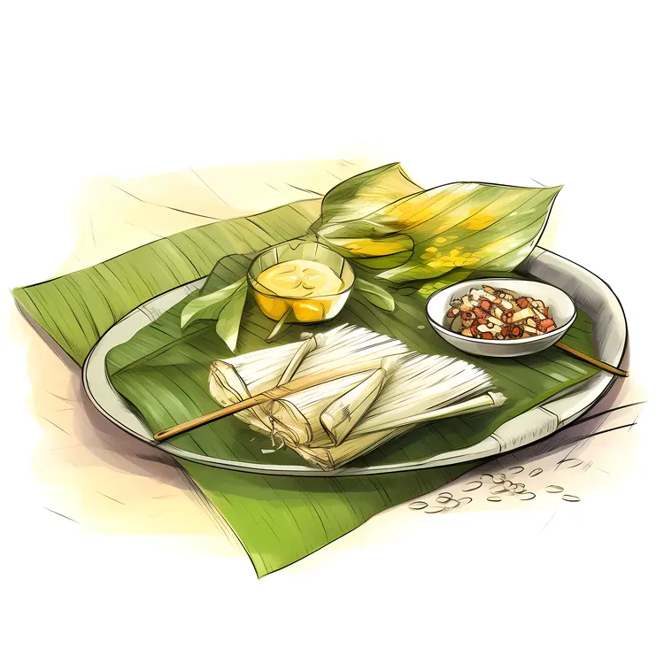 Traditional Banana Leaf Wrapped Food