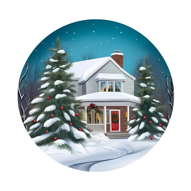 Christmas Decorated Snowy House