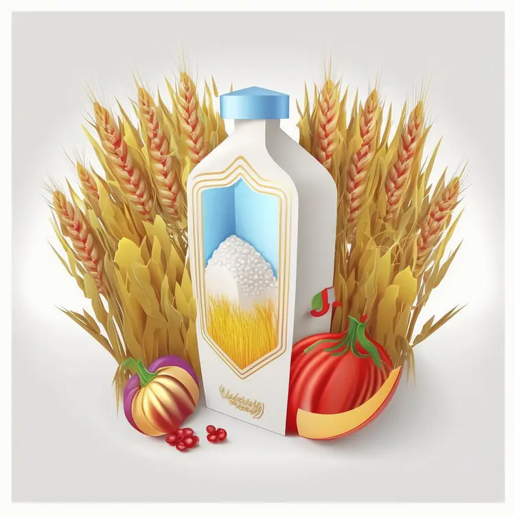 Harvest-themed Bottle with Wheat and Vegetables