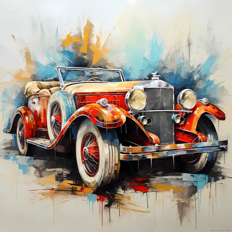 Vibrant Vintage Car Illustration