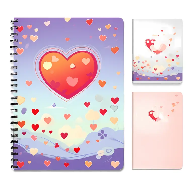 Colorful Heart Design Notebooks for Valentine's Day