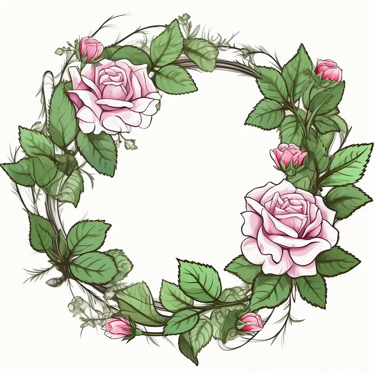 Beautiful Rose Wreath Illustration for Special Occasions