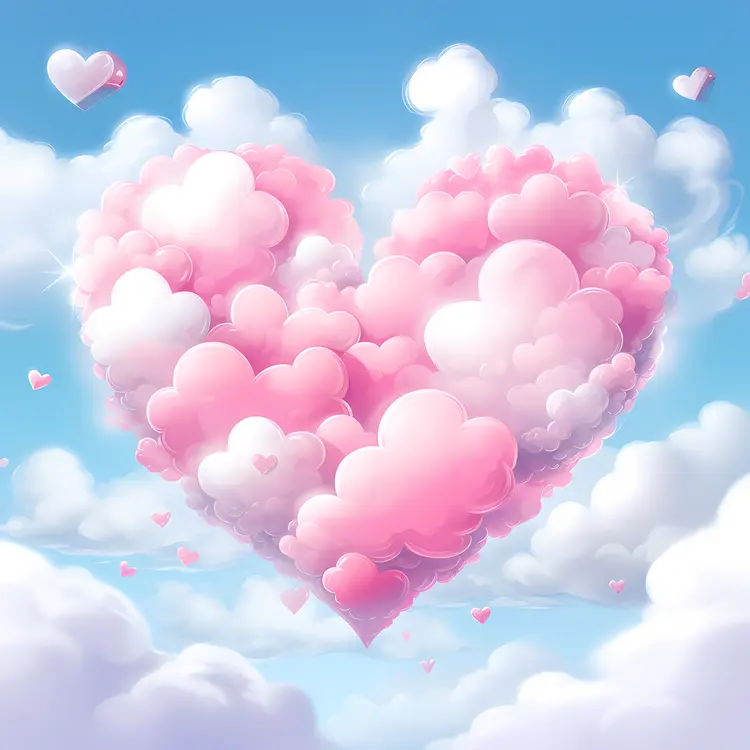 Pink Heart Cloud in a Dreamy Sky