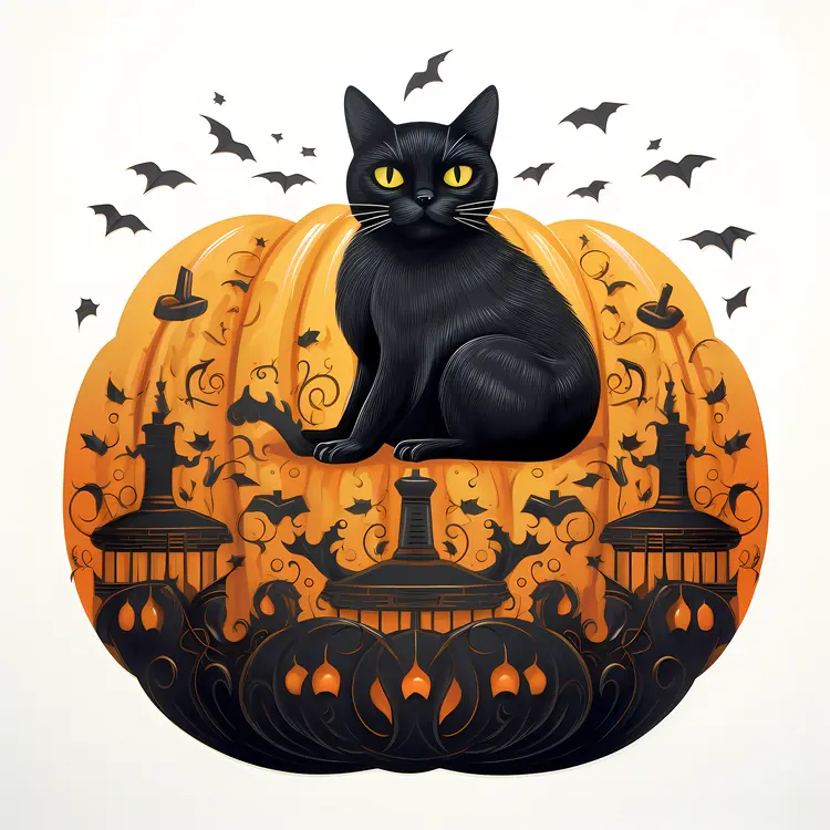 Black Cat in a Pumpkin