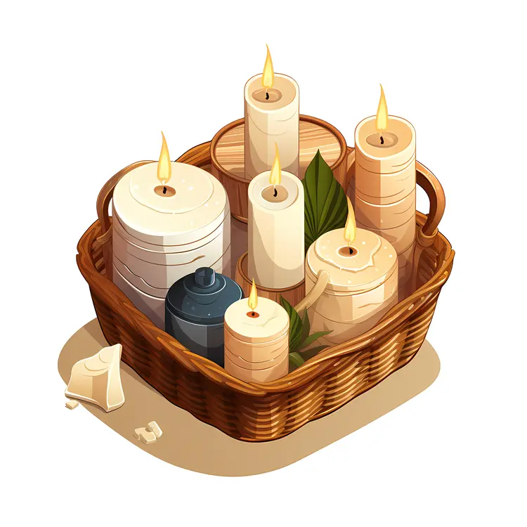 Basket of Lit Candles