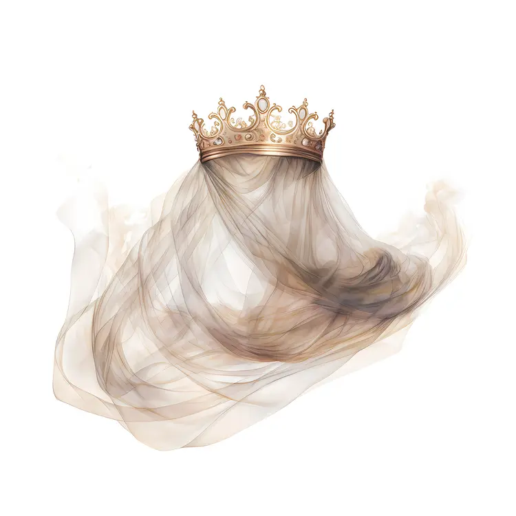 Crown with Flowing Veil Illustration