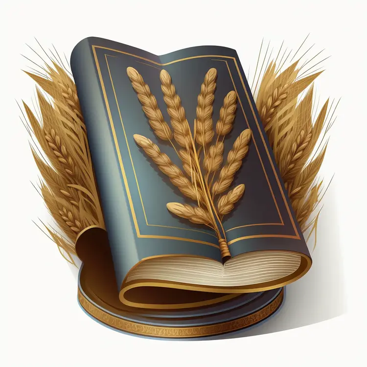 Agricultural Book with Wheat Illustration