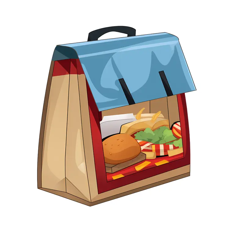 Fast Food Bag with Burger and Fries