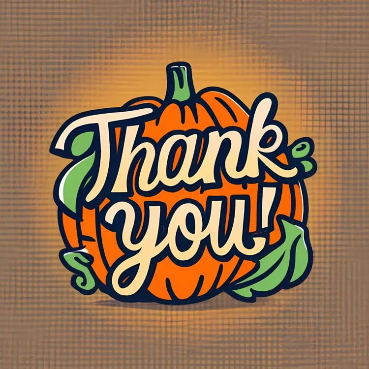 Thank You with Pumpkin and Leaves