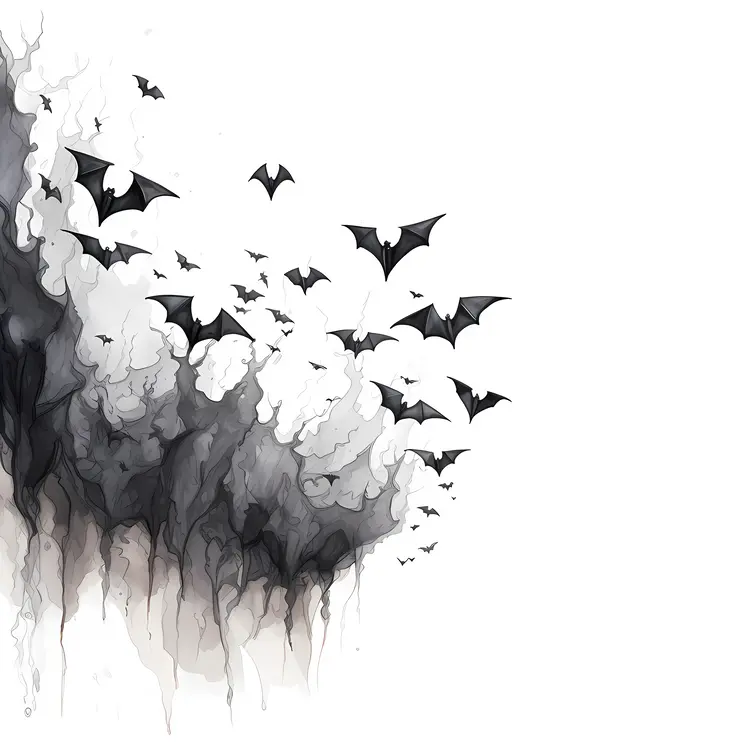 Flying Bats in Smoky Background Illustration