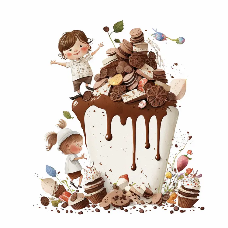 Cute Children with Giant Chocolate Milkshake