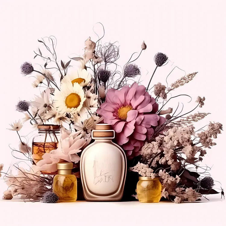 Perfume Bottles with Wildflowers