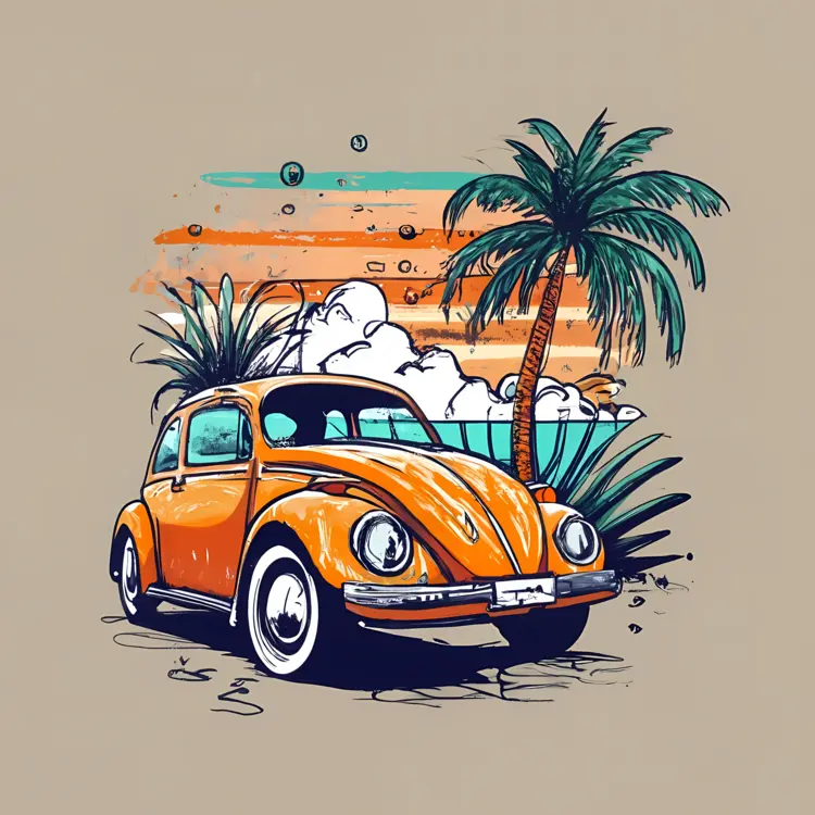 Retro Car at the Beach