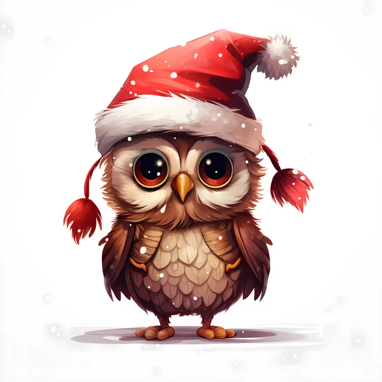 Cute Owl with Santa Hat for Christmas