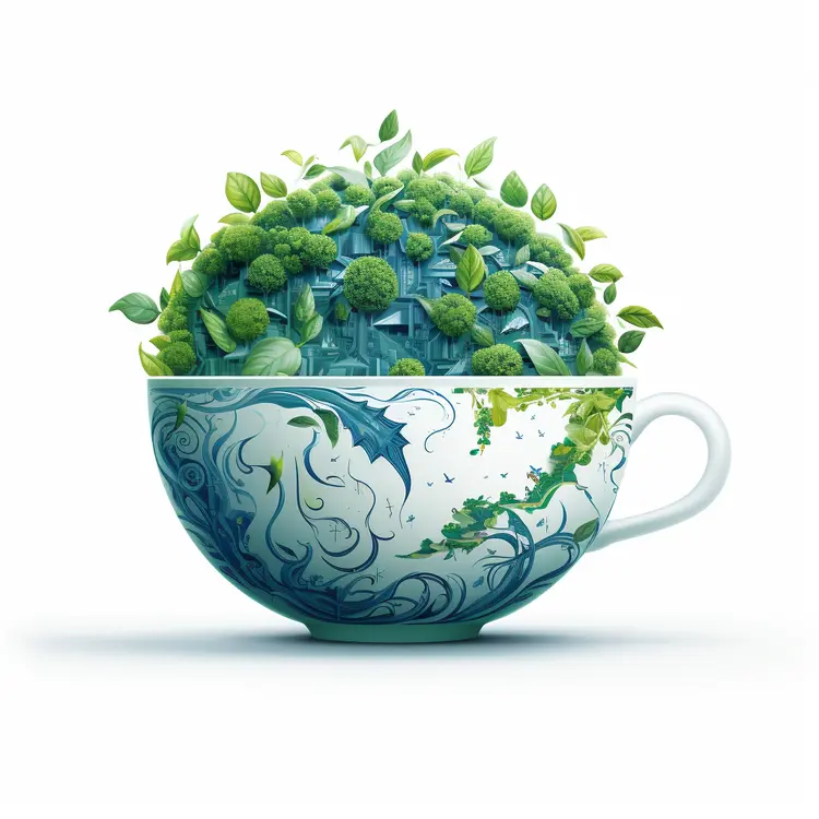 Teacup with Greenery